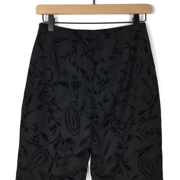 TALBOTS Pants Velvet Paisley Black Floral Print Ankle High Rise Petite Size 2P - Picture 5 of 10